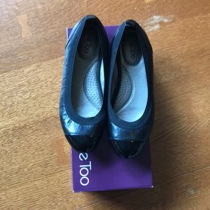 Black leather/patent flats